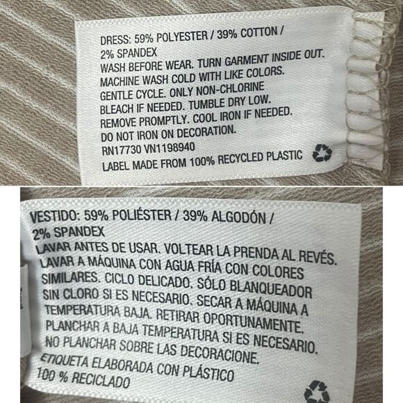 Toddler Girls Pinafore Dress Overall Tan Pinstripe Art Class Size 3T - Picture 4 of 4